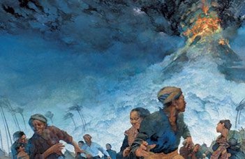 Recreación de la erupción del volcán Tambora en 1815