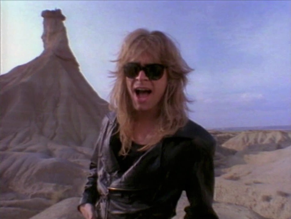 Captura de pantalla del videoclip "I want out", del grupo Helloween, grabado en Bardenas Reales de Navarra
